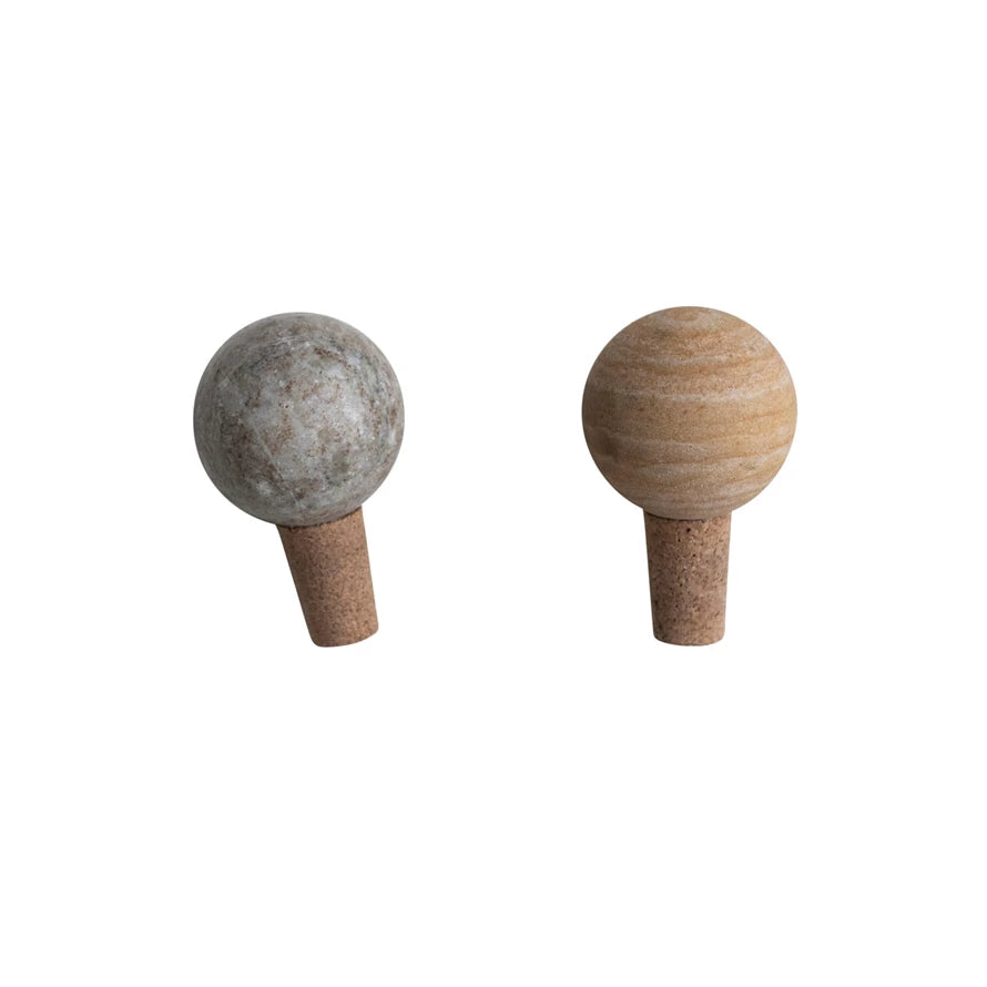 Marble + Cork Bottle Stoppers
