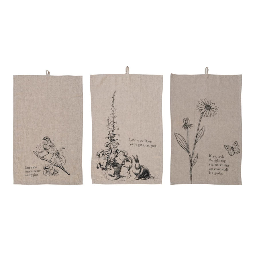 Linen Flora Fauna Tea Towel