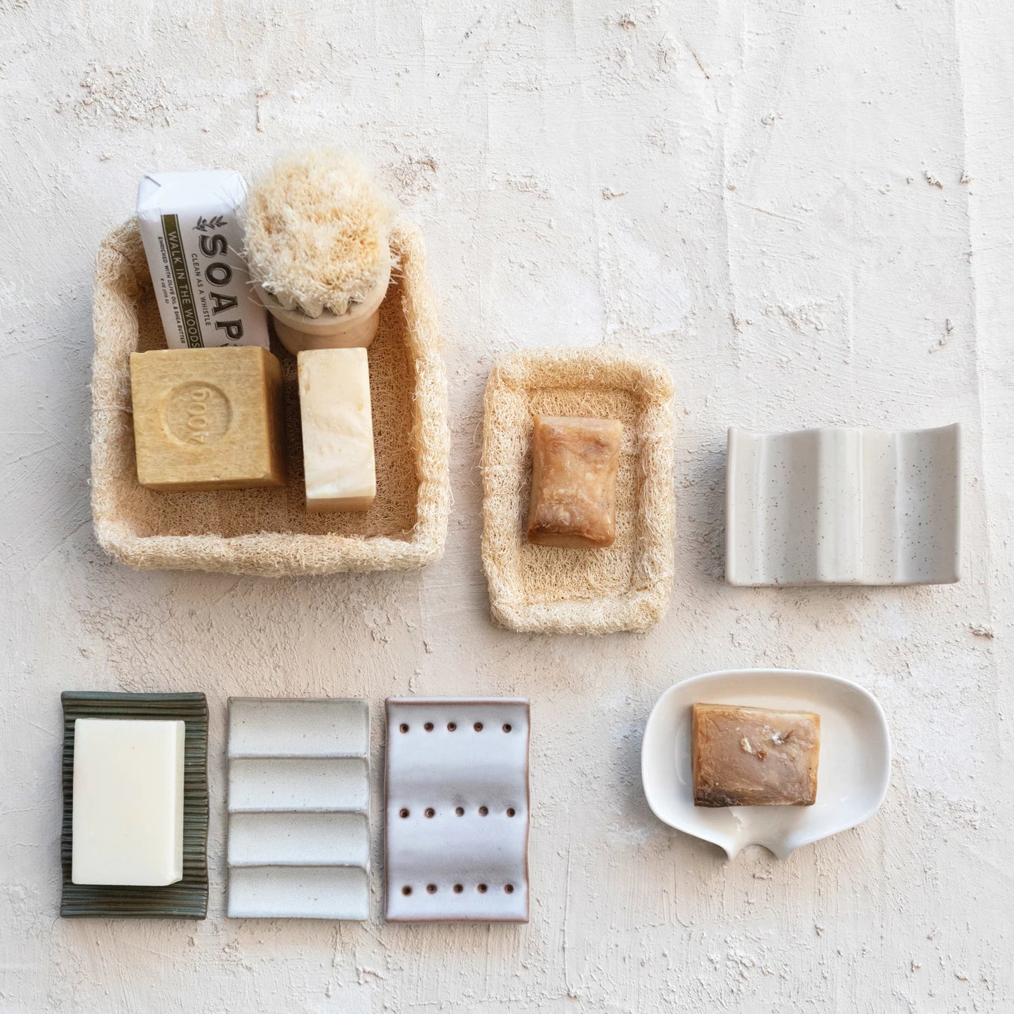 Stoneware Soap + Sponge Holder