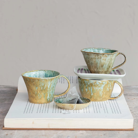 Earthy Glazed Stoneware Mugs