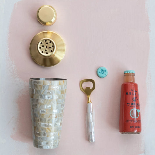 Mother of Pearl Inlaid Cocktail Shaker