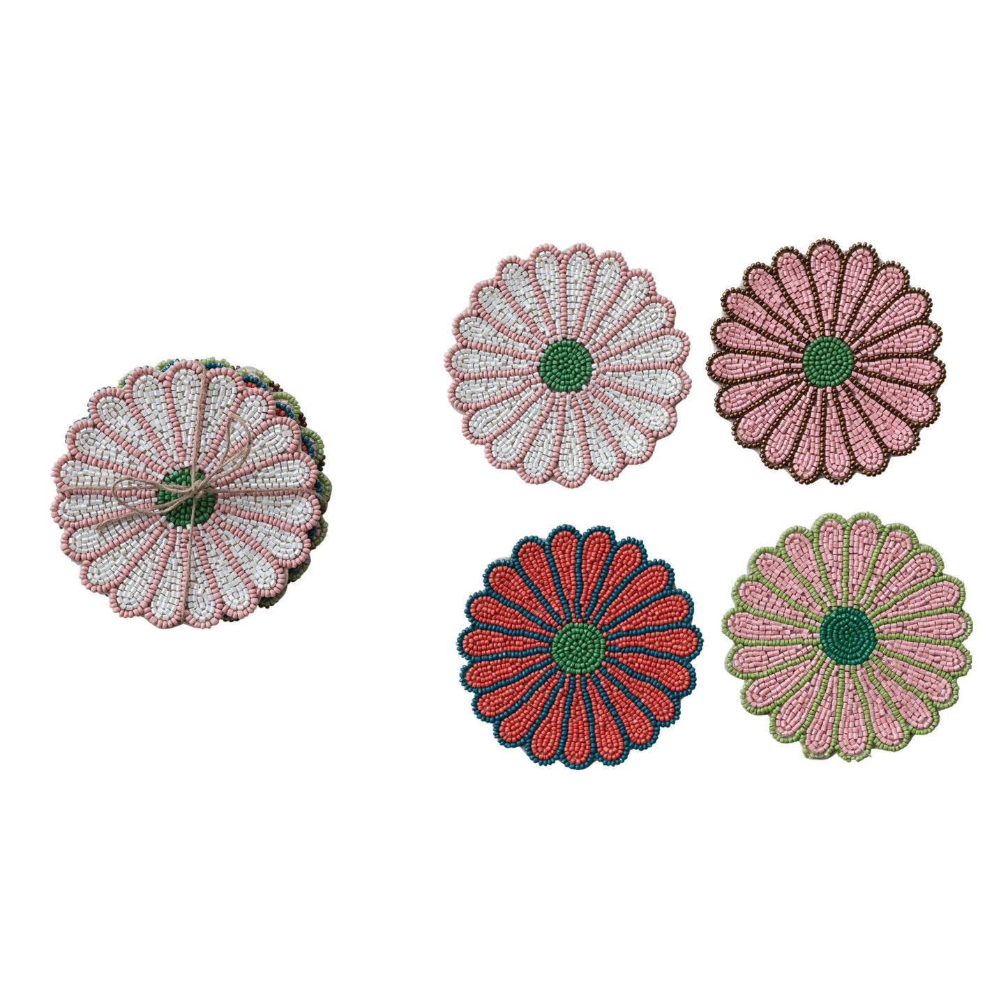 Glass Beaded Flower Coasters