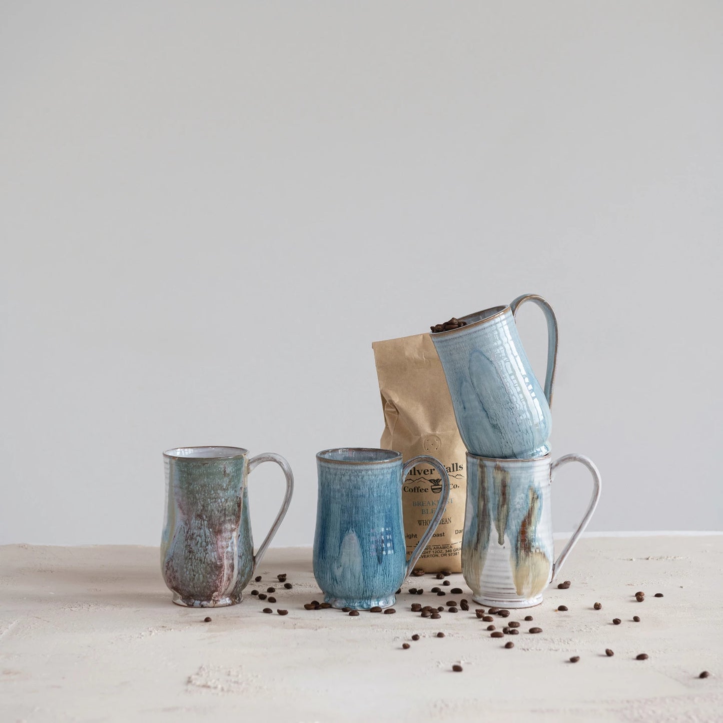 Tall Reactive Glaze Mugs