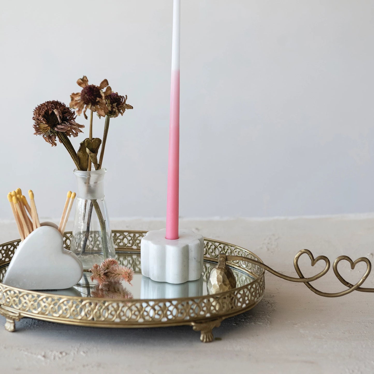 Marble Flower Taper Holder