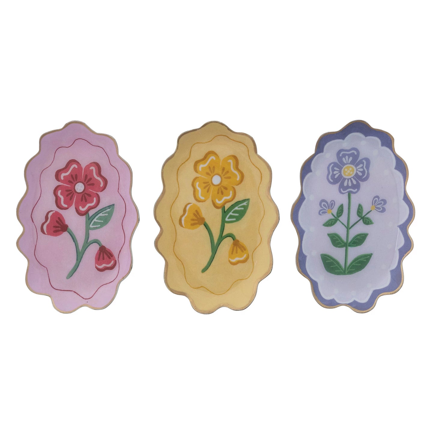 Enameled Flower Scalloped Tray
