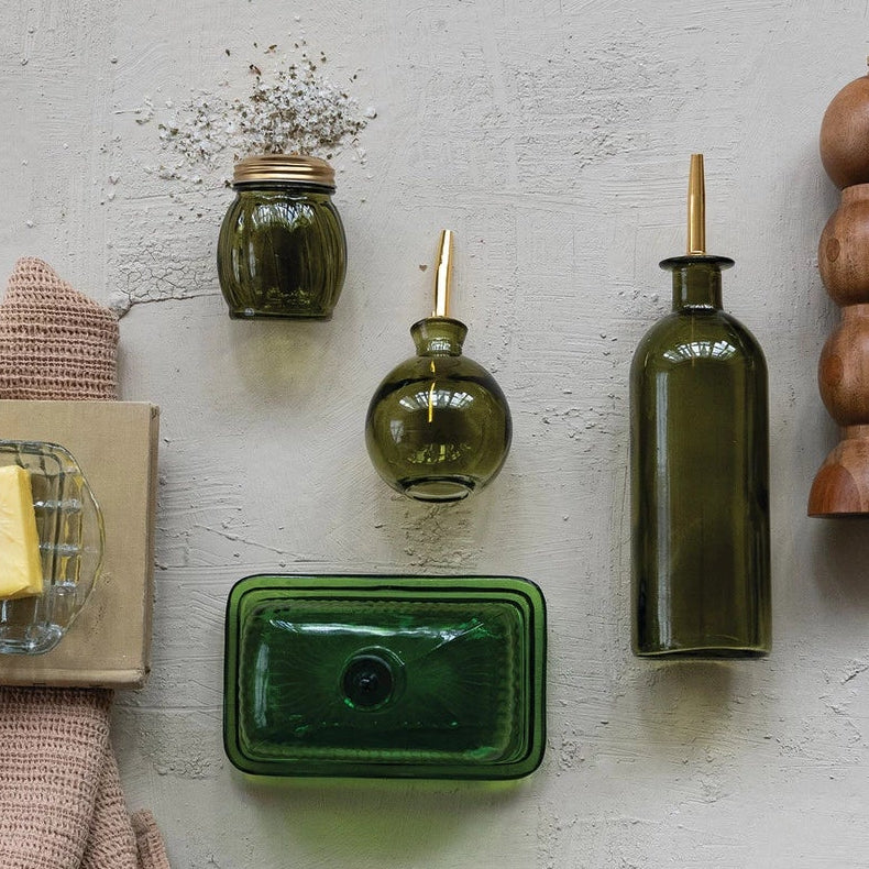 Olive Glass Bitters Bottle