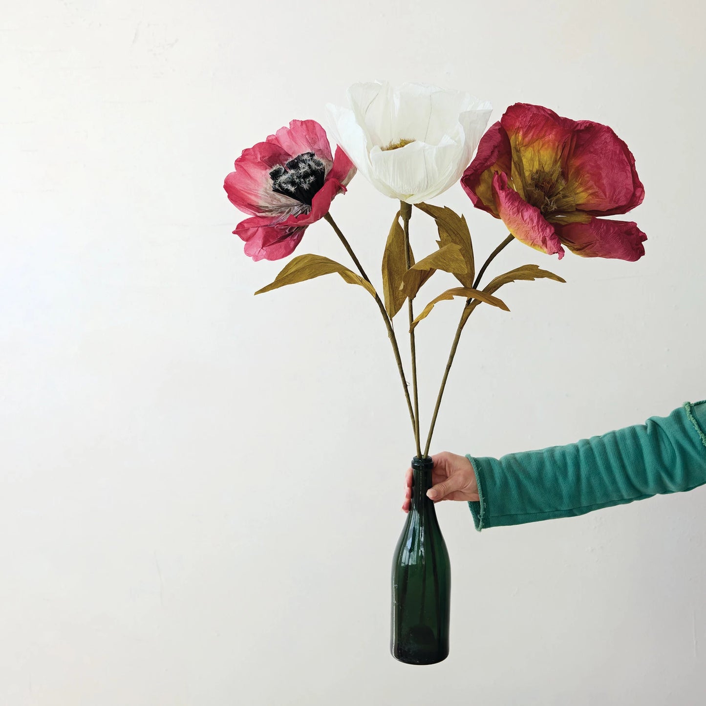 Burgundy & Green Papier-mâché Flowers - In Store Only