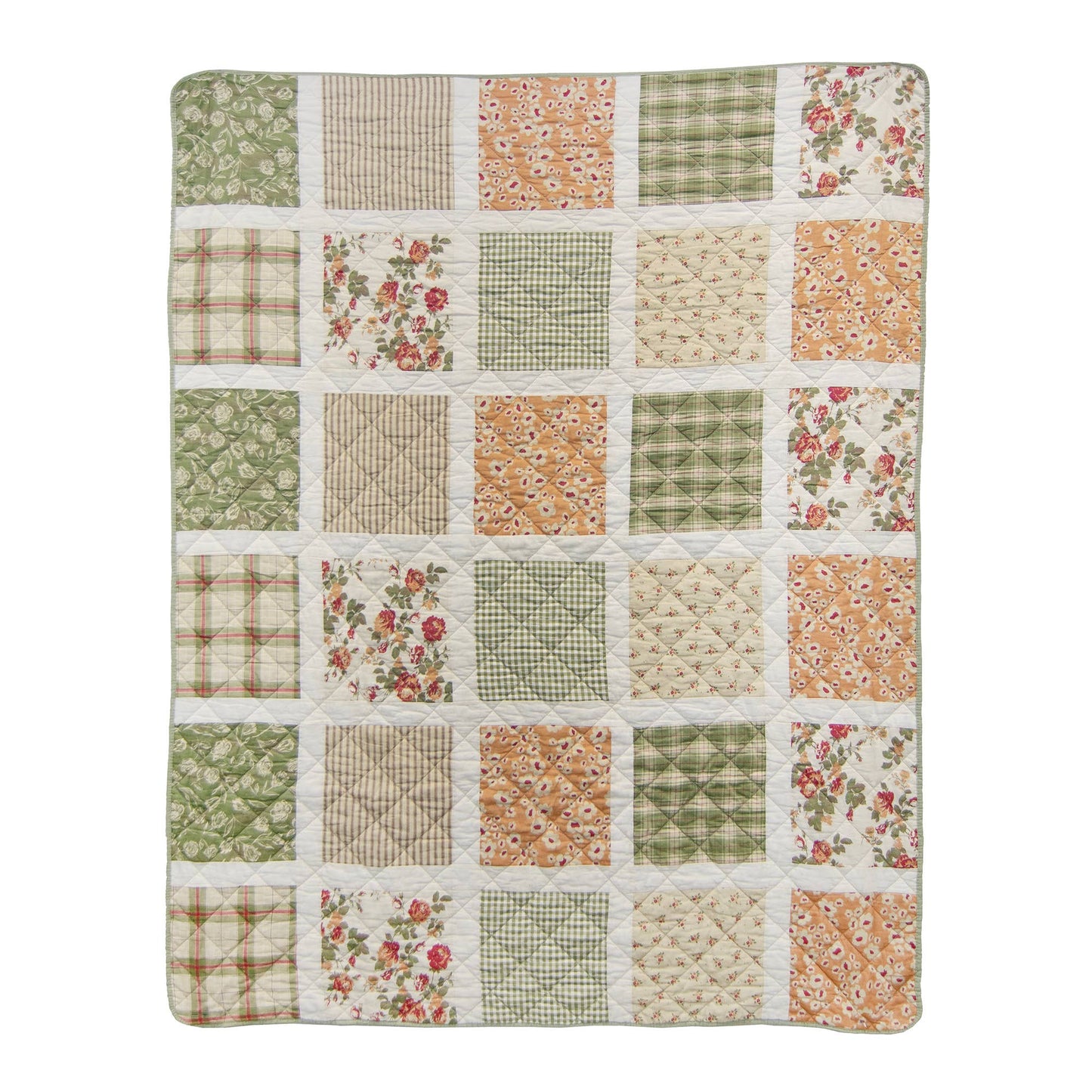 Peach Rose Cotton Quilted Throw