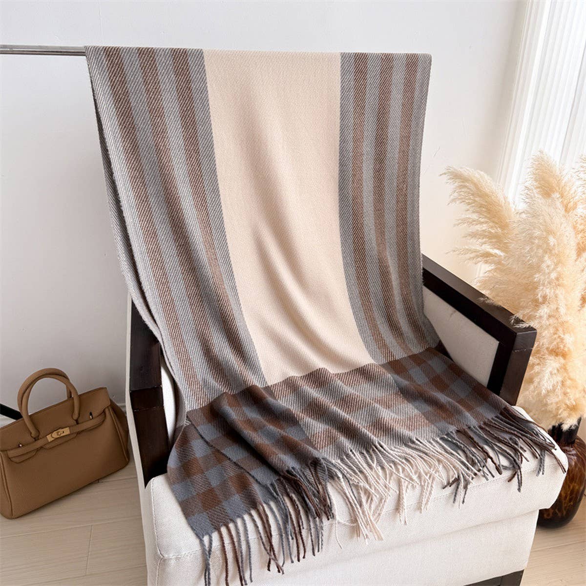 Plaid Fringe Scarf