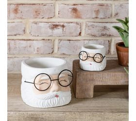 Vintage Santa Planters w/ Glasses