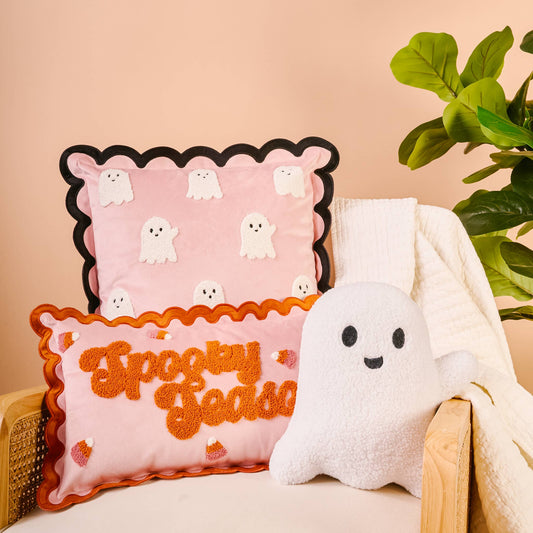 Scalloped Square Throw Pillow-Boo Crew