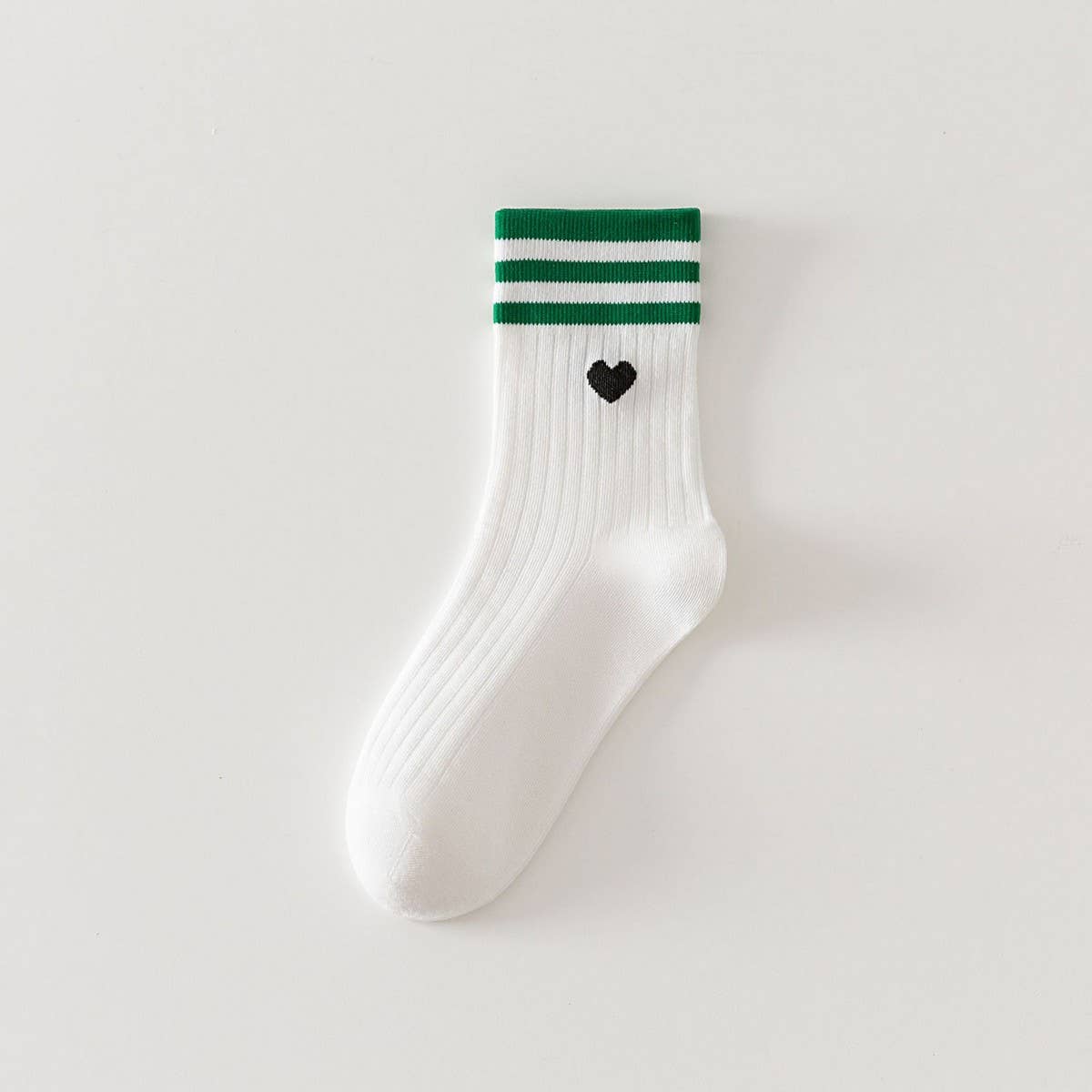 Sporty Crew Socks w/ Heart Icon