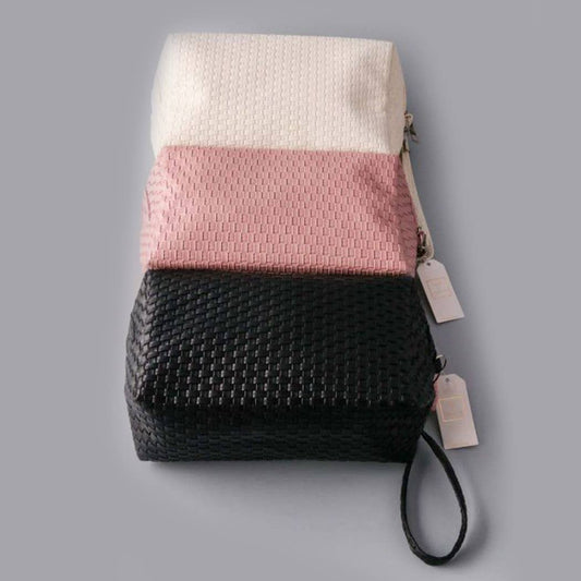 Leather Woven Cosmetic Bag