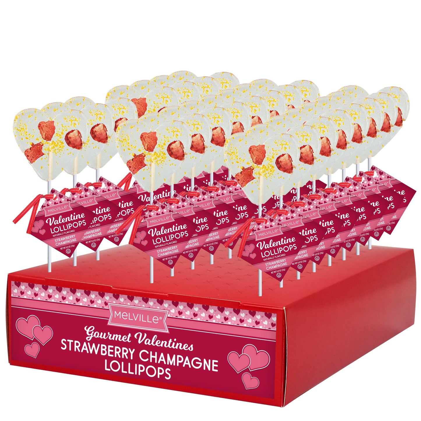 Heart Shaped Strawberry Champagne Lollipops