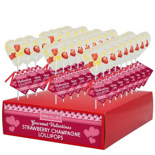 Heart Shaped Strawberry Champagne Lollipops