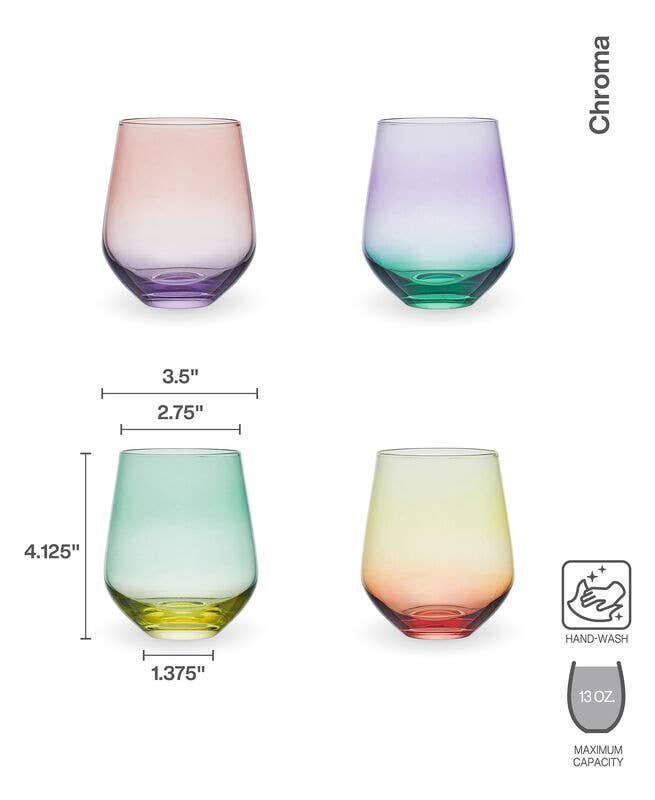 Mikasa Chroma Stemless Wine Glasses