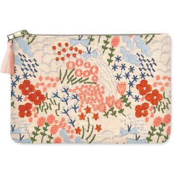 Floral Embroidered Pouch