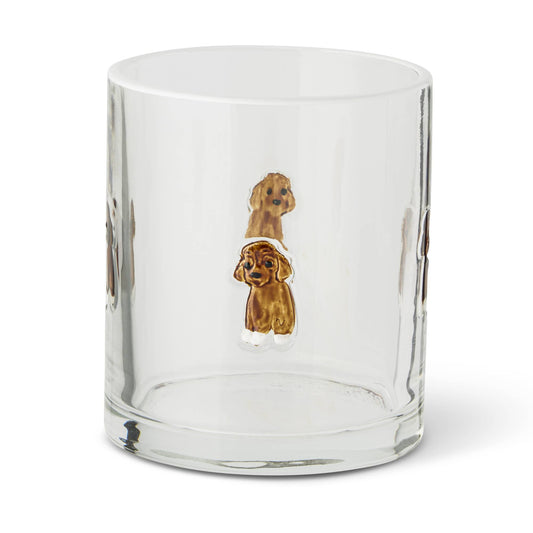 Embossed Dog Icon Drinking Glass
