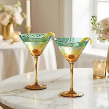 Gold & Teal Glassware Collection