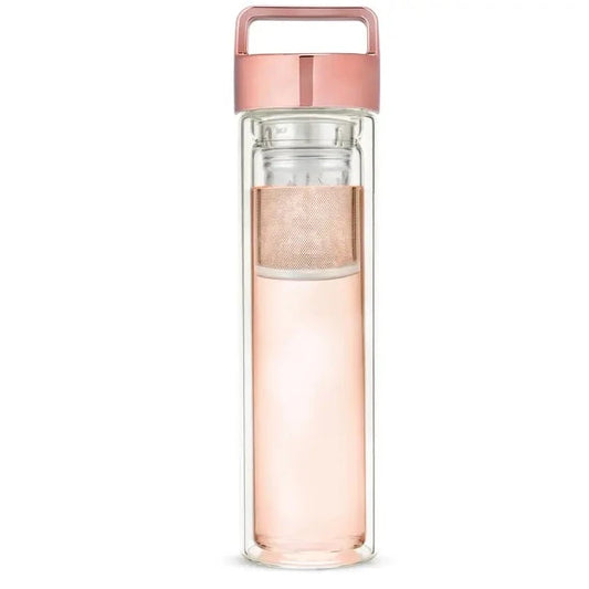 Glass Travel Infuser Mug - Rose Gold