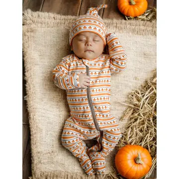 Fall Themed Organic 2-Way Zip Footie