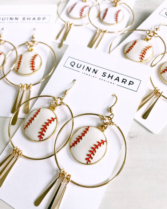 Baseball Love Hoop Earrings