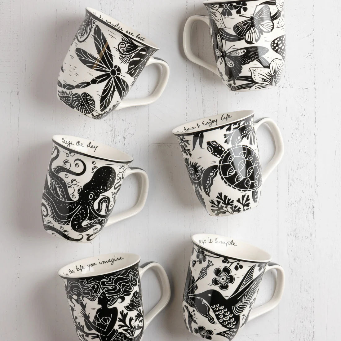 Black + White Boho Mugs