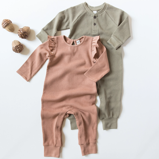 Organic Waffle Knit Rompers