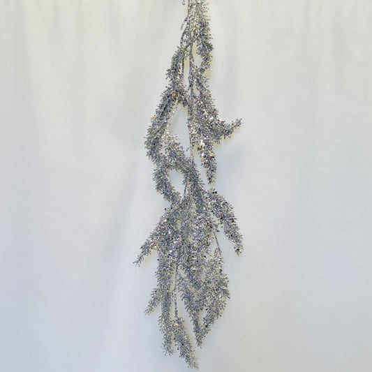 27.5" Silver Hanging Glitter Spray