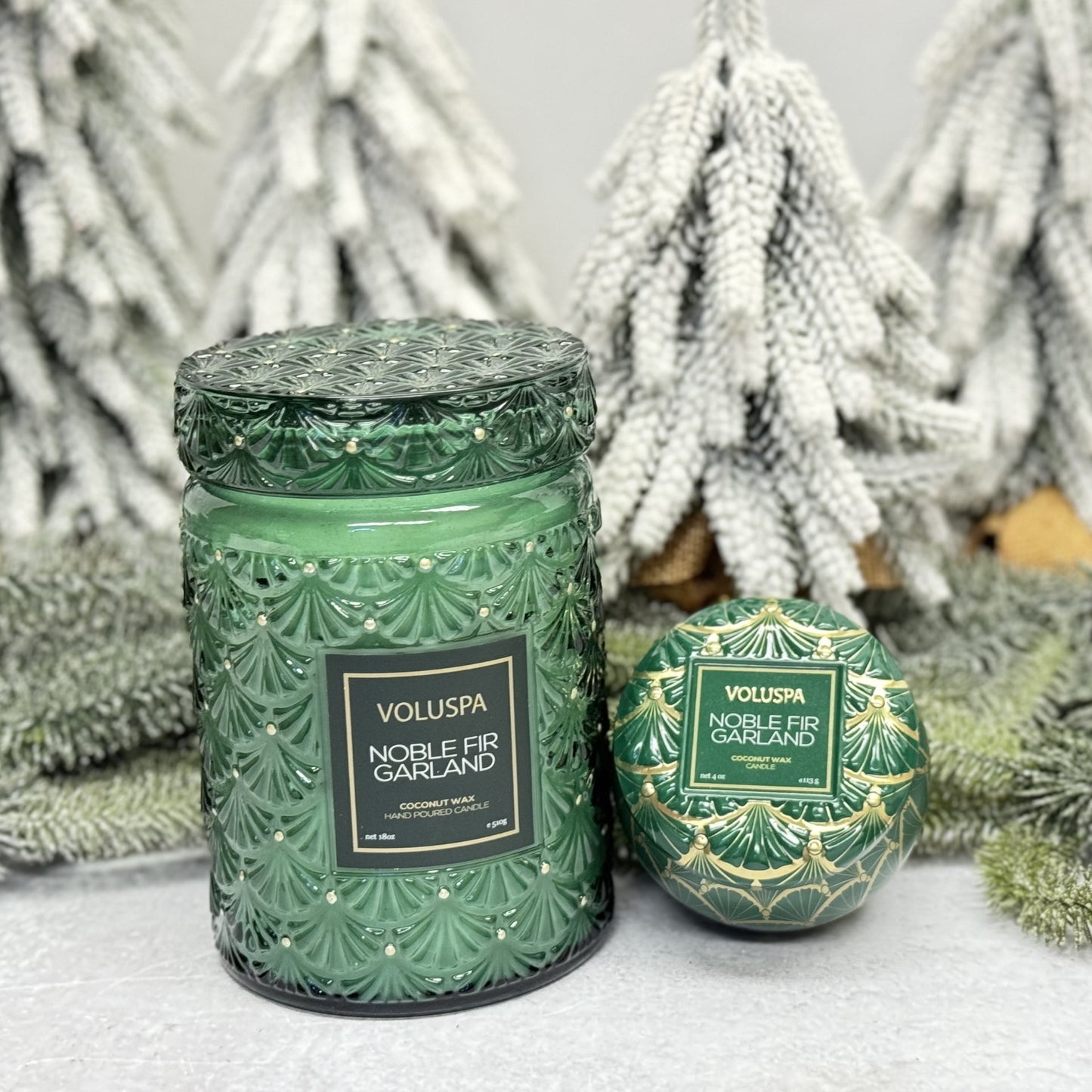 Noble Fir Garland Candles