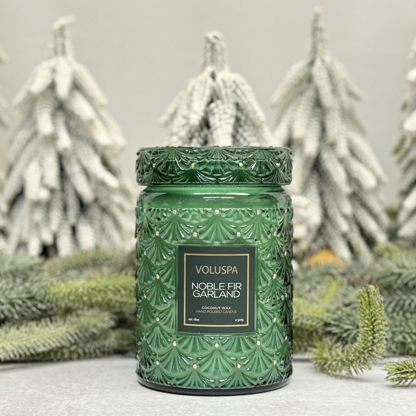 Noble Fir Garland Candles