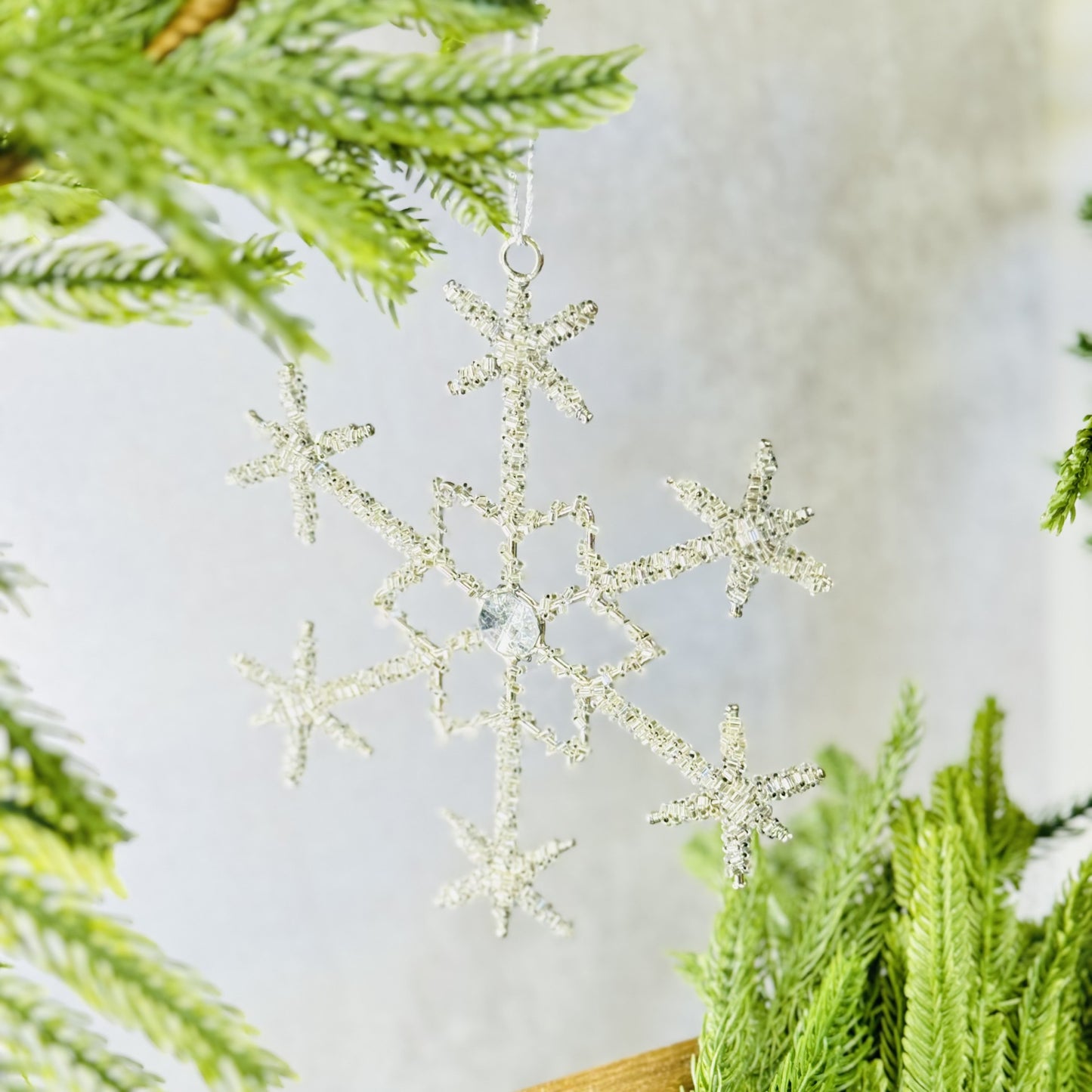 Glass Bead + Jewel Snowflake Ornaments