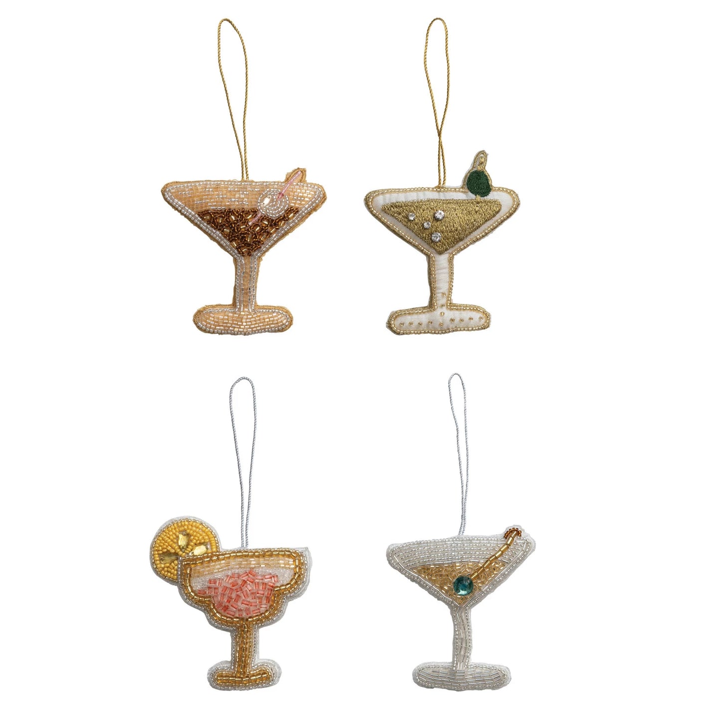 Beaded Fabric Cocktail Ornaments