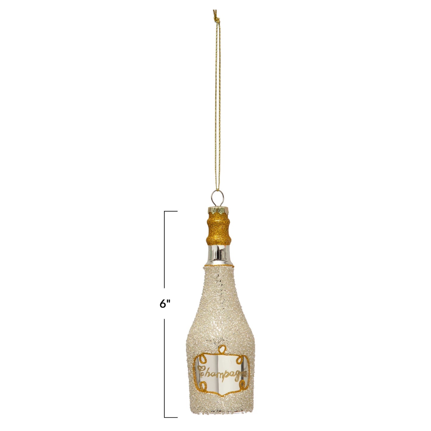 Glass Champagne Bottle Ornament