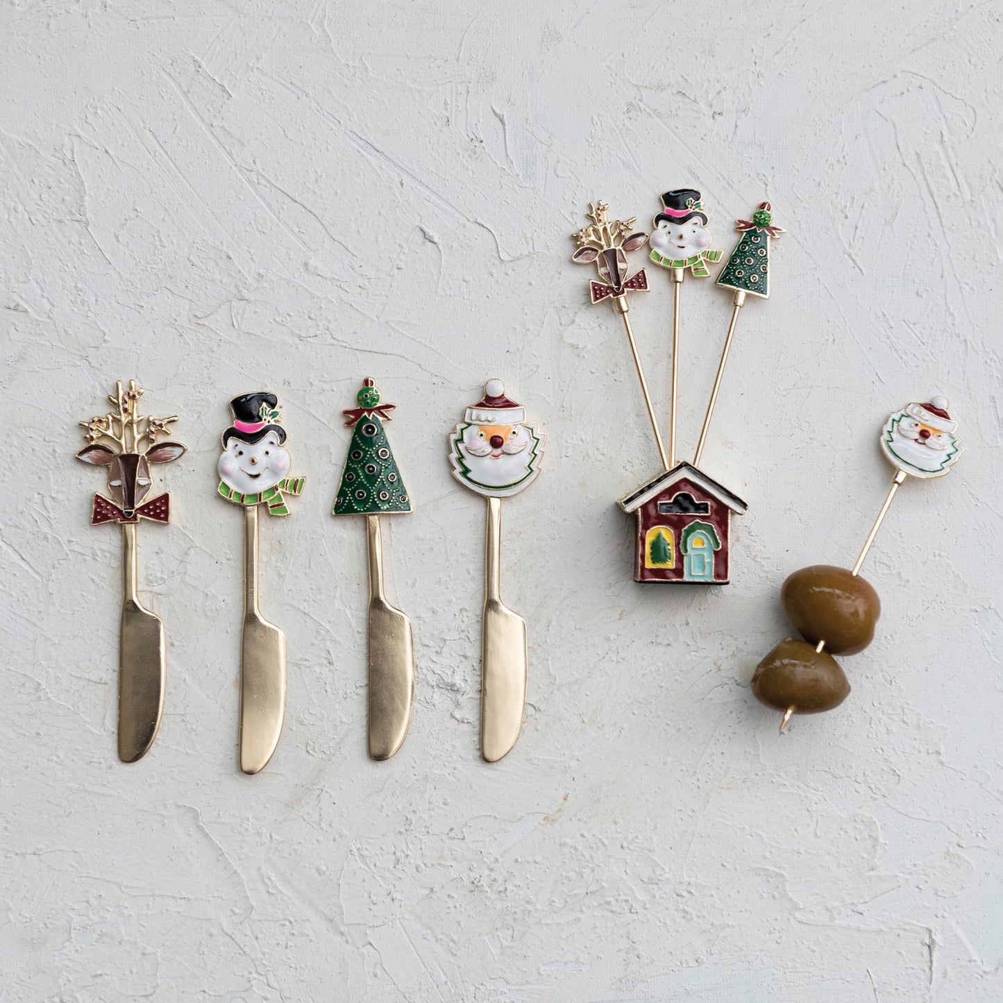 Canape Knife w/ Enameled Holiday Icon Handle