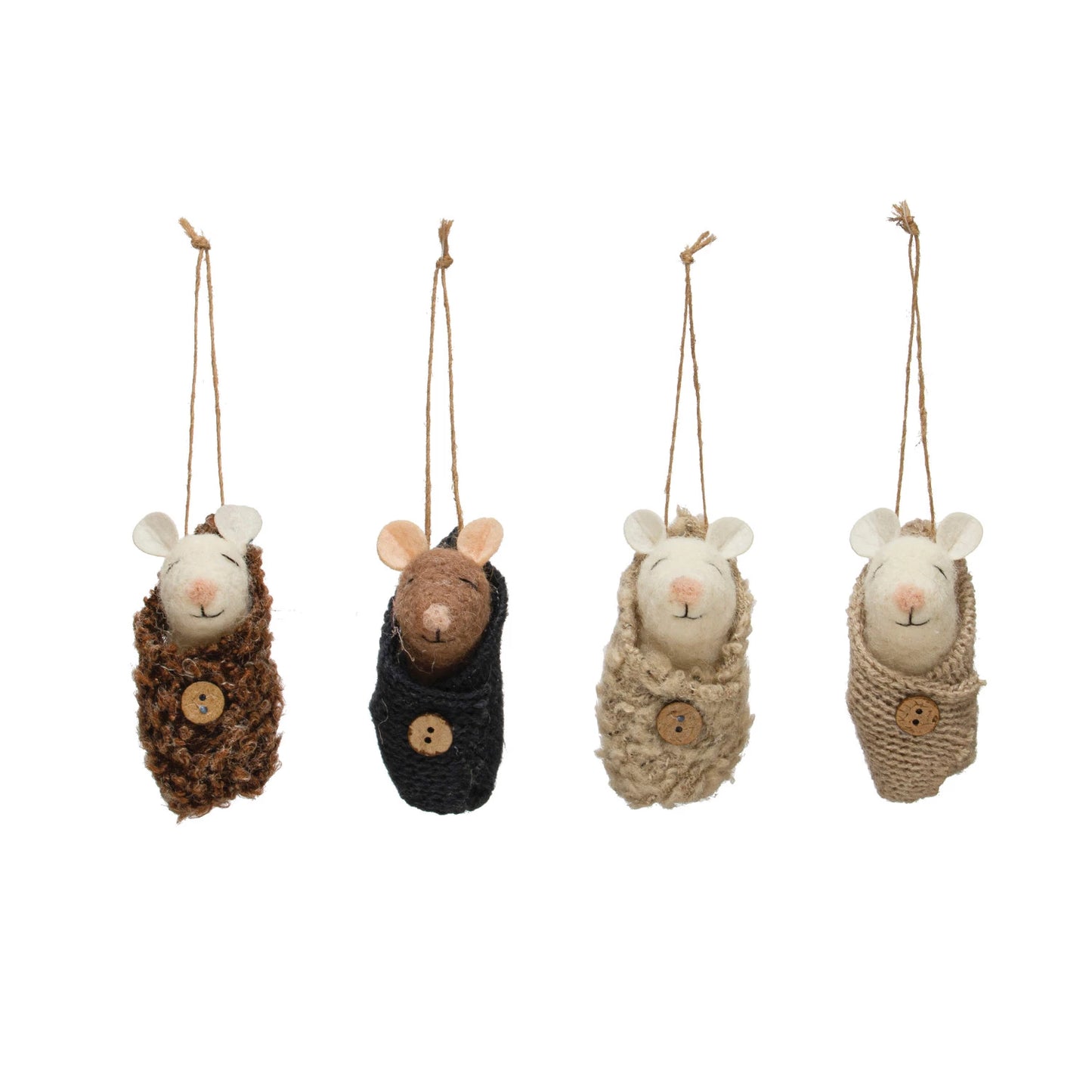 Baby Mice in Swaddles Ornaments