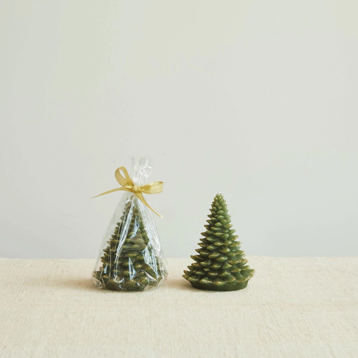 Unscented Tree Shaped Candle w/ Gold Tips