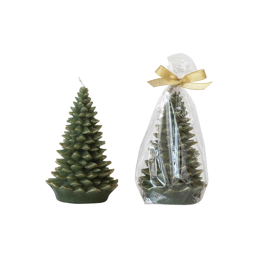 Unscented Tree Shaped Candle w/ Gold Tips