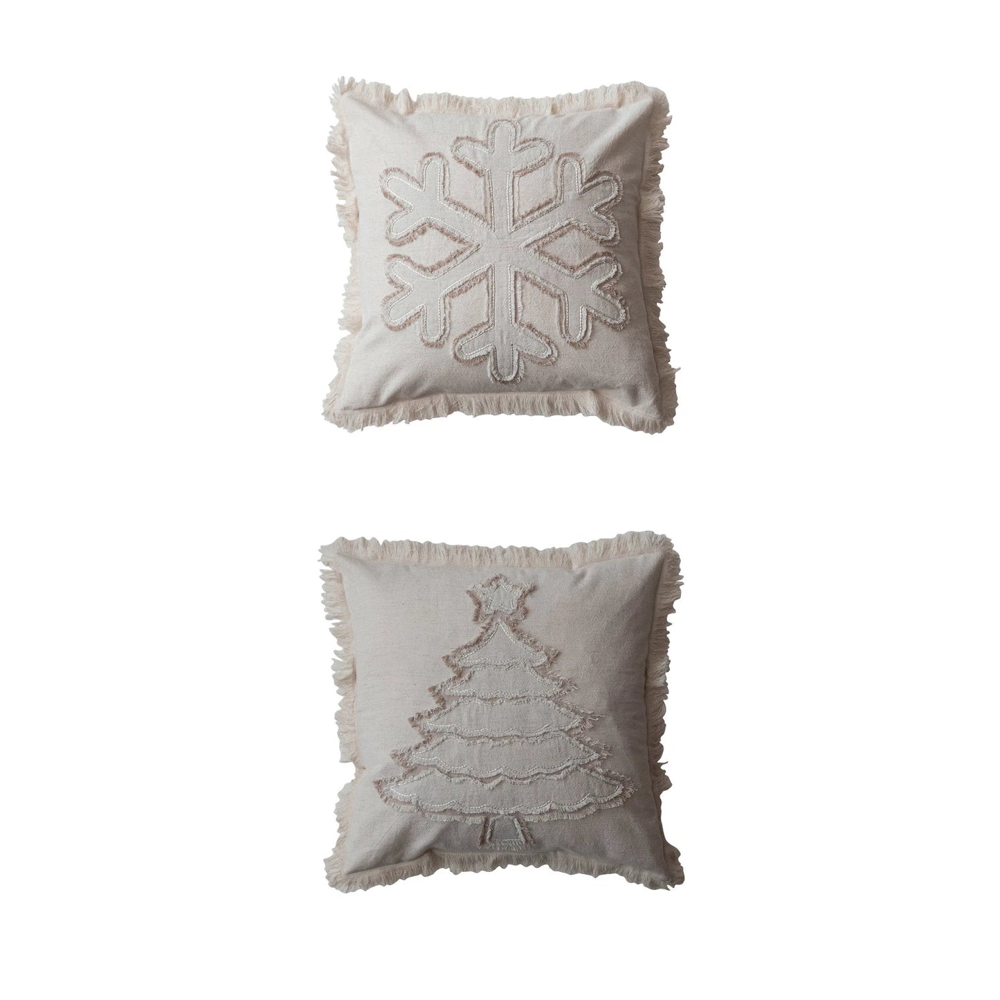 White Christmas Pillow w/ Fringe