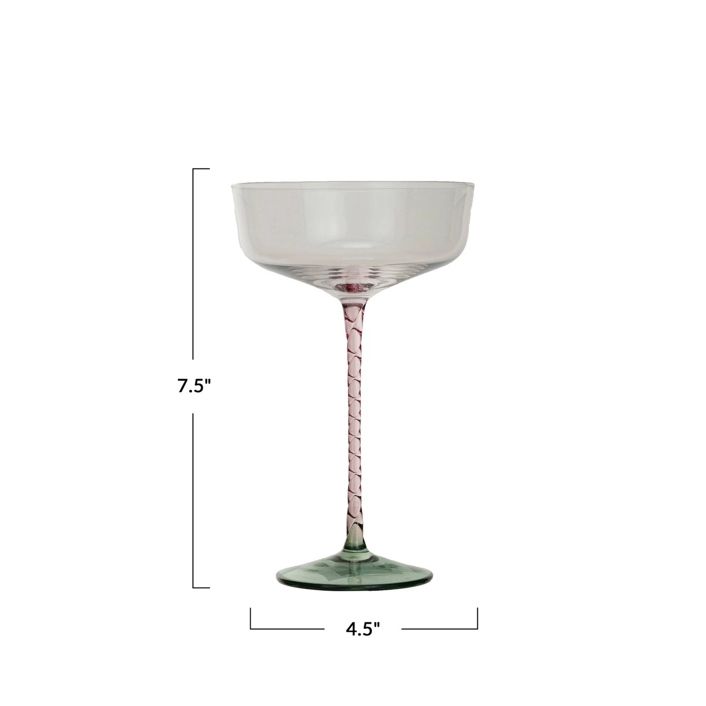 Pink + Green Champagne Coupe