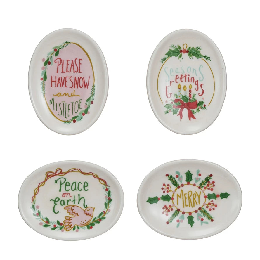 Stoneware Dish w/ Holiday Saying