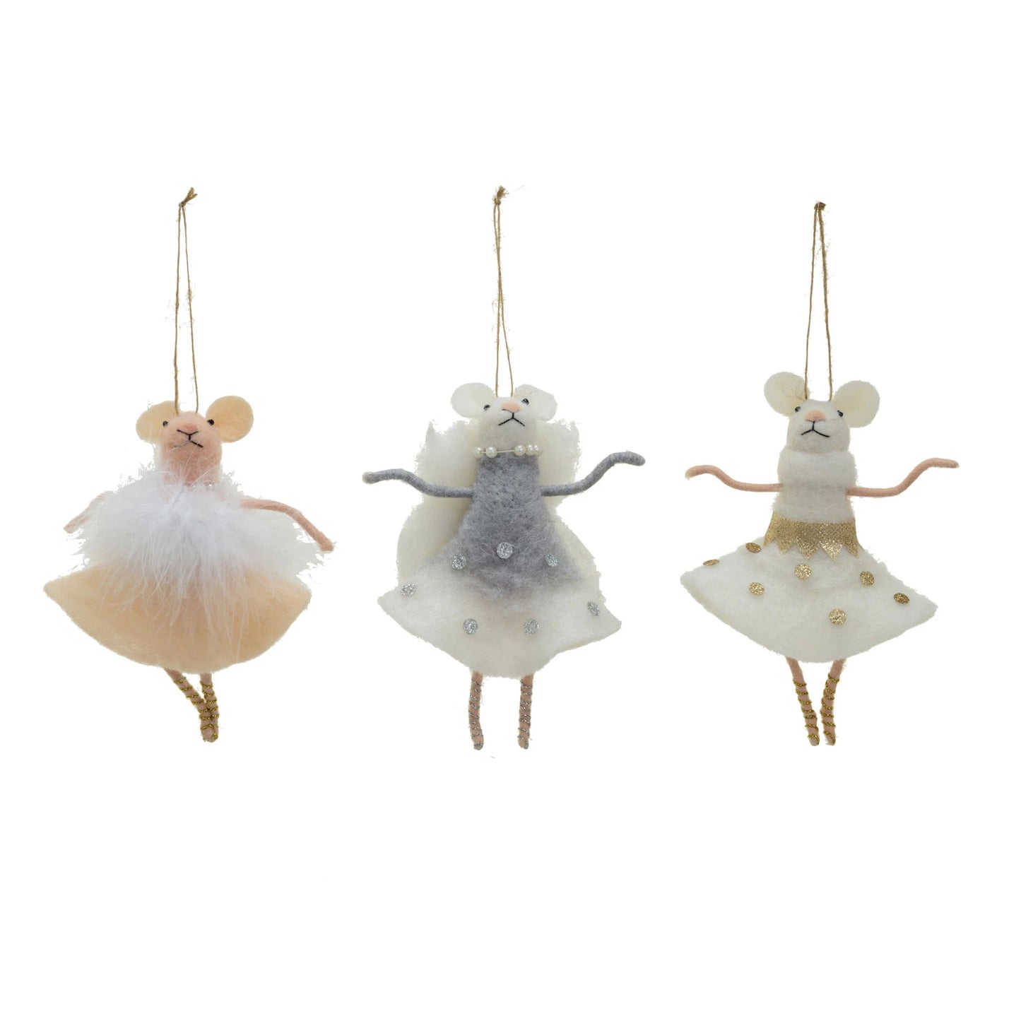 Wool Ballerina Mouse Ornaments