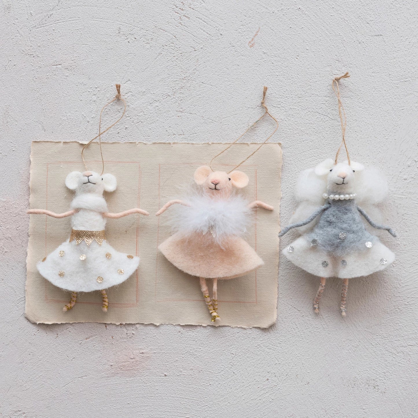 Wool Ballerina Mouse Ornaments