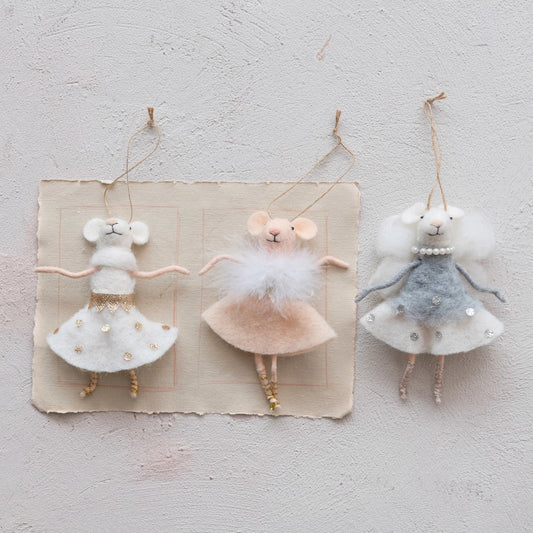 Wool Ballerina Mouse Ornaments