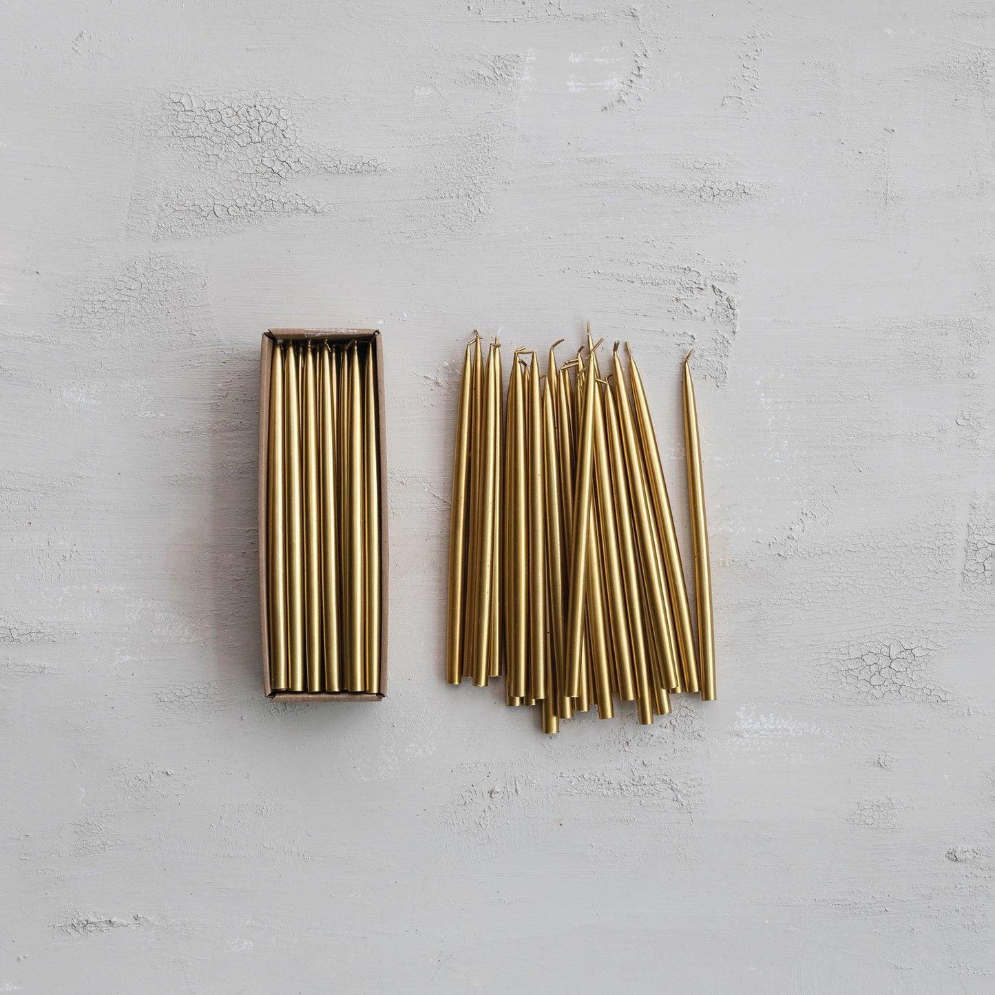Unscented Gold Thin Taper Candles