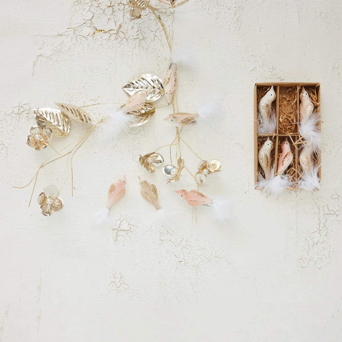 Glass & Feather Bird Clip-on Ornaments