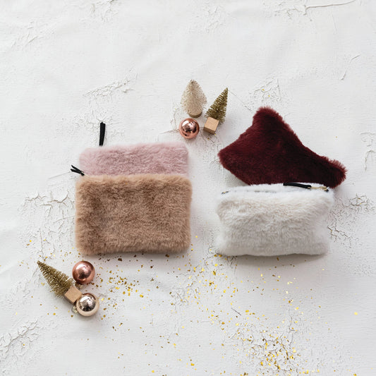 Faux Fur Mini Zip Pouch