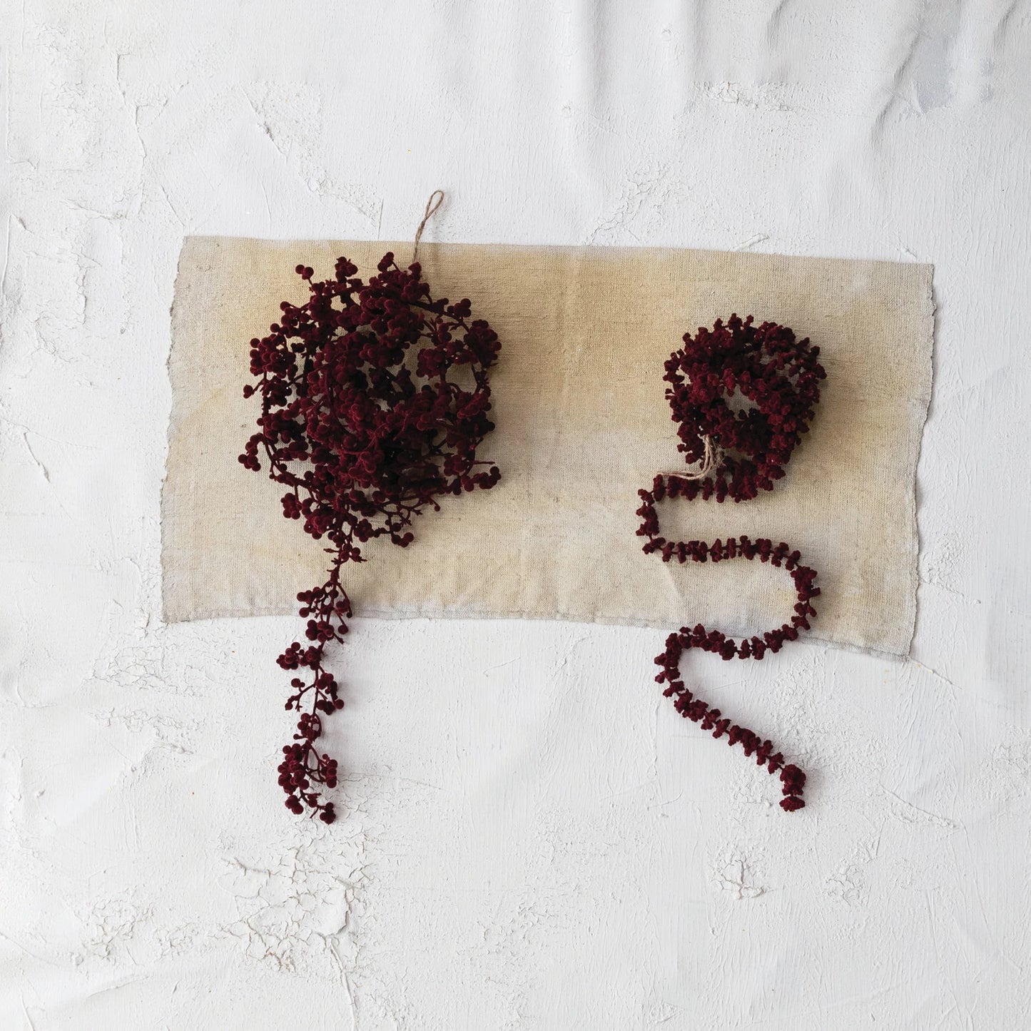 Burgundy Flocked Foam Ball Garland
