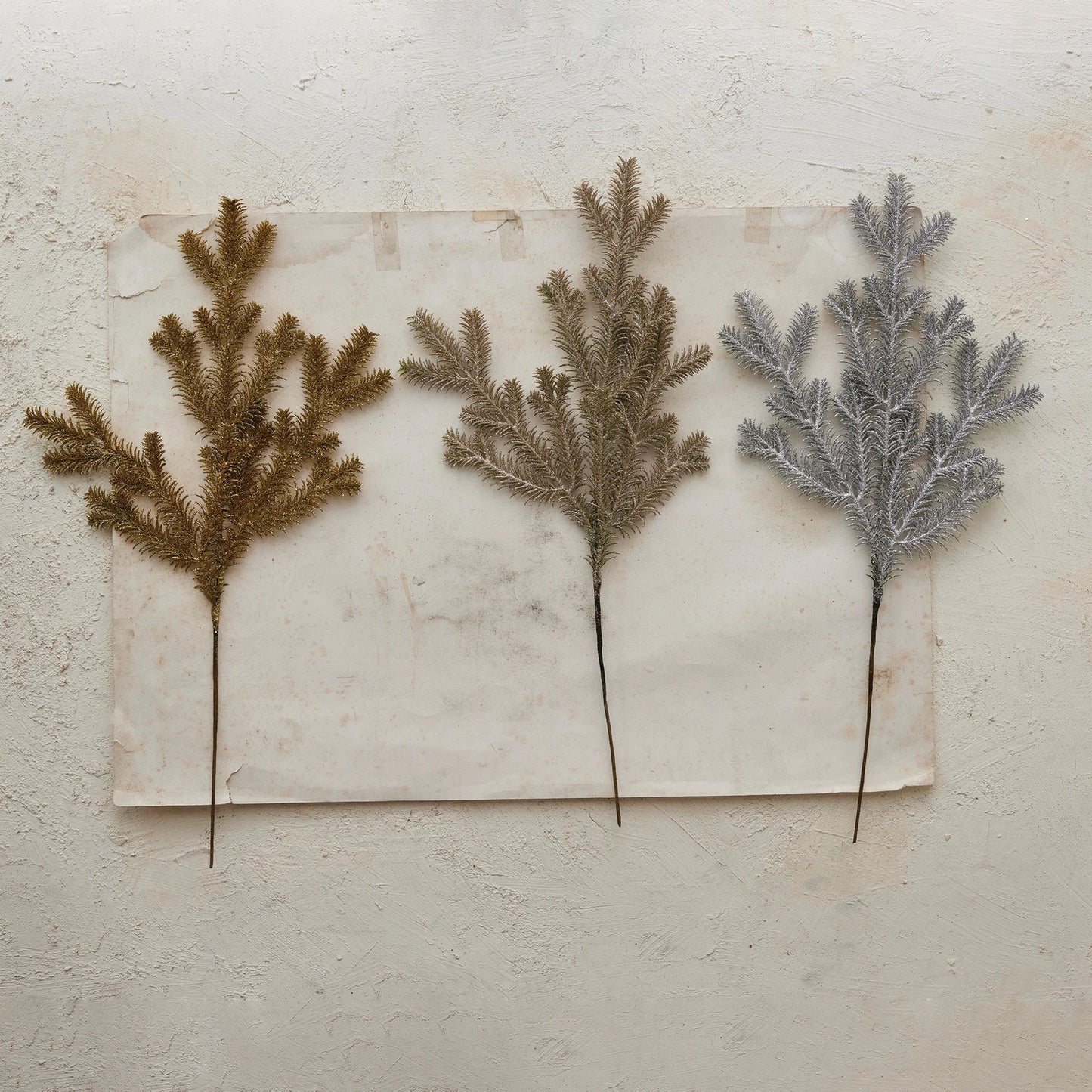 Faux Pine Stem w/ Glitter