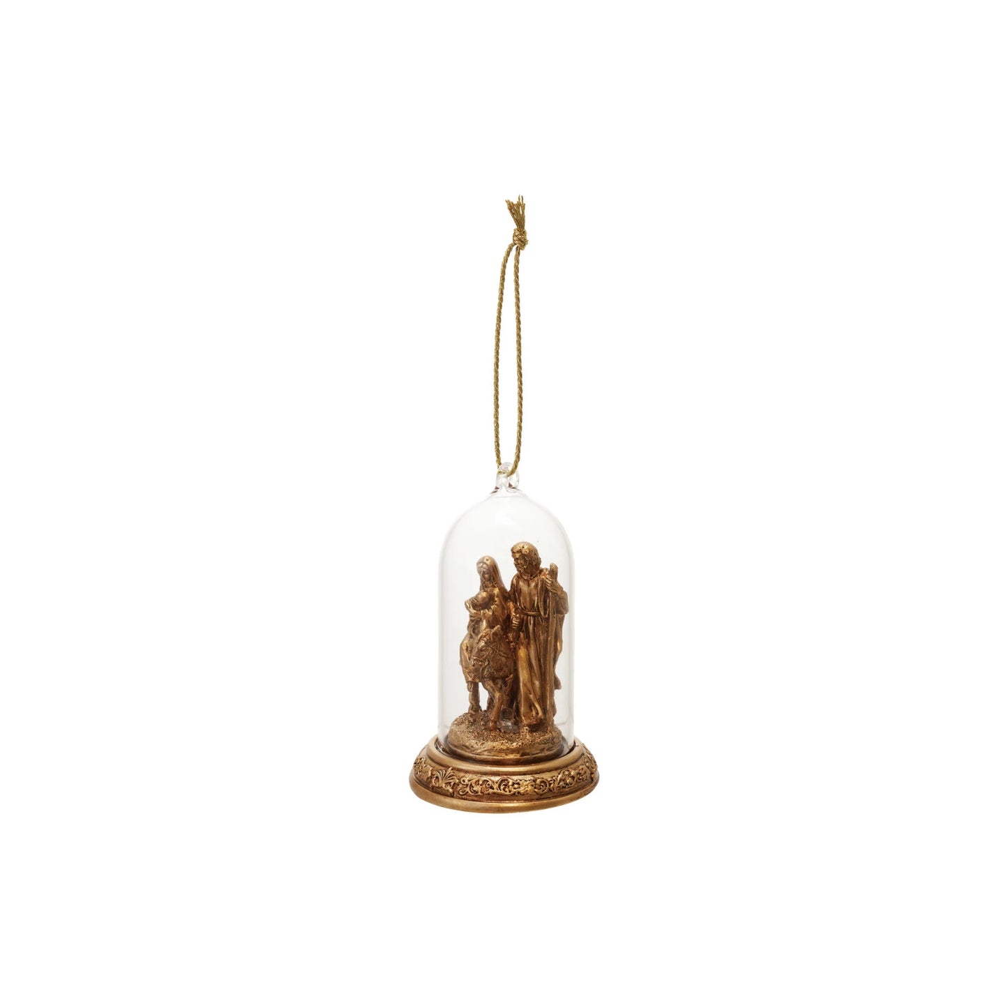 Resin Cloche Holy Family Ornament w/ LED Light